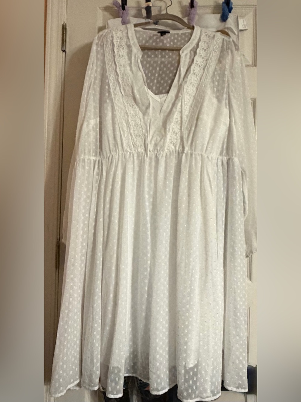 Torrid White Clip Dot Chiffon Babydoll Dress